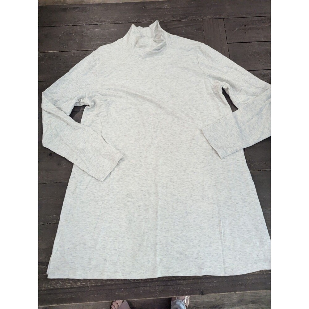 EILEEN FISHER organic cotton gray mock TURTLE NECK Large top Read Description